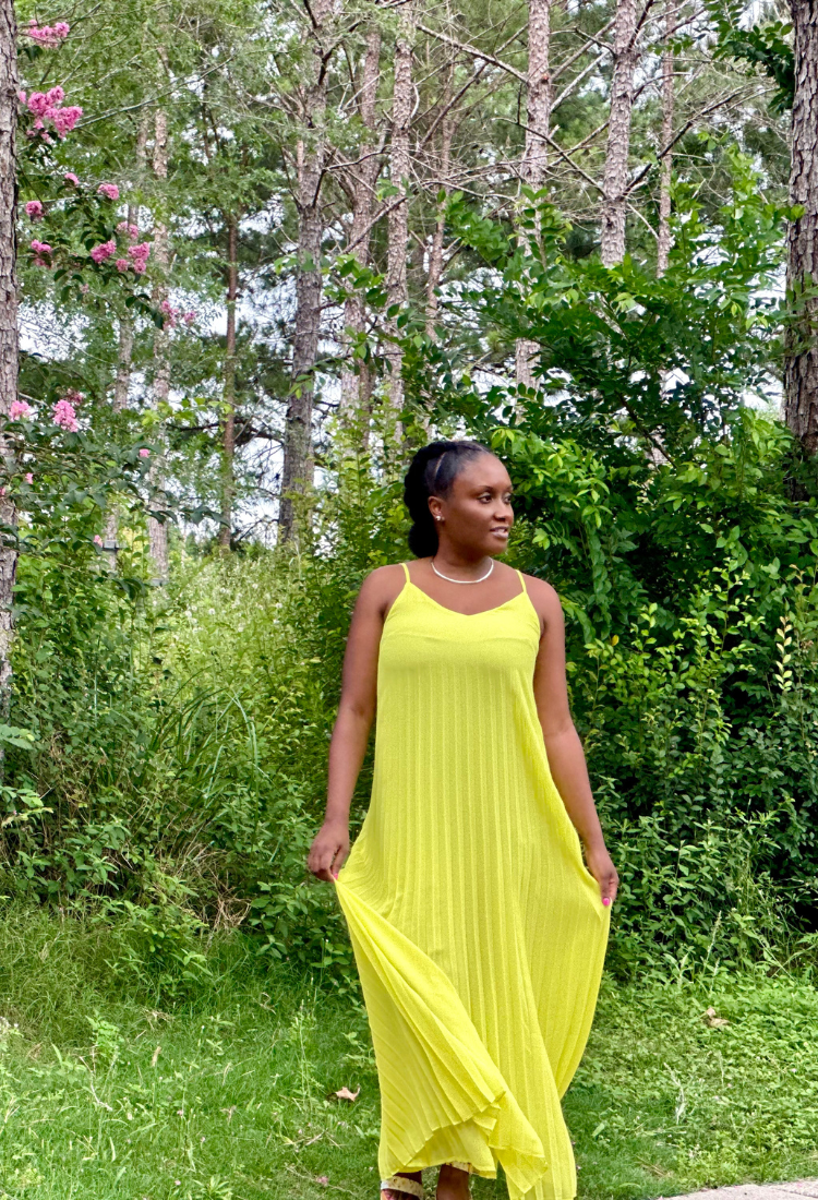 Lime Yellow Cross-Back Maxi Dress