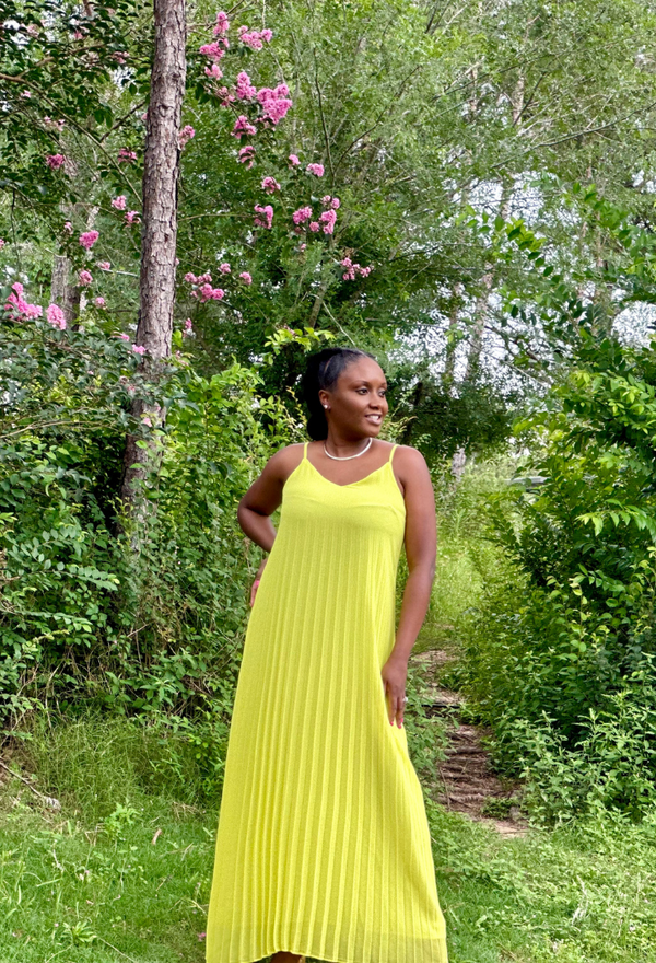 Lime Yellow Cross-Back Maxi Dress