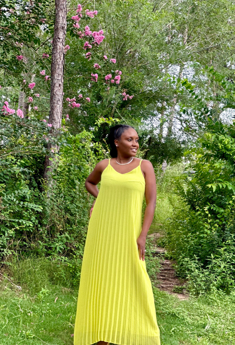 Lime Yellow Cross-Back Maxi Dress